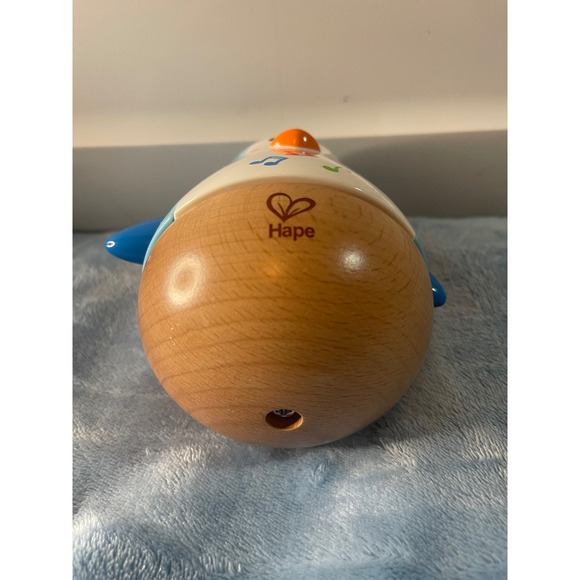 Hape Penguin Musical Wobbler E0331 Blue Wooden Baby Sensory Roly Poly Toy - Picture 3 of 4